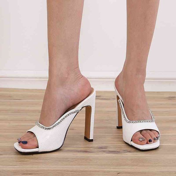 

sandals fashion snake print pu leather slippers women outdoor square toe high heels summer ladies party dress shoes jmiw, Black