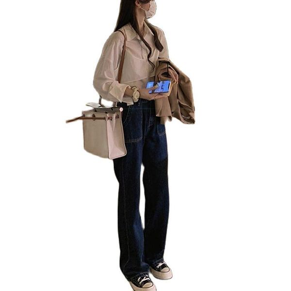 

women's jeans blue wide leg woman high waist pantalon large femme cowboy denim streetwear pants loose y2k fashion straight