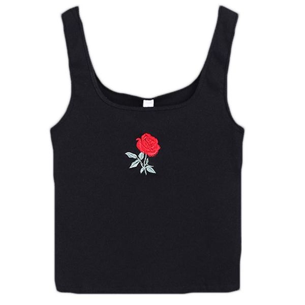

women's tanks & camis u2jf women casual slim fit rose embroidery summer tank, White