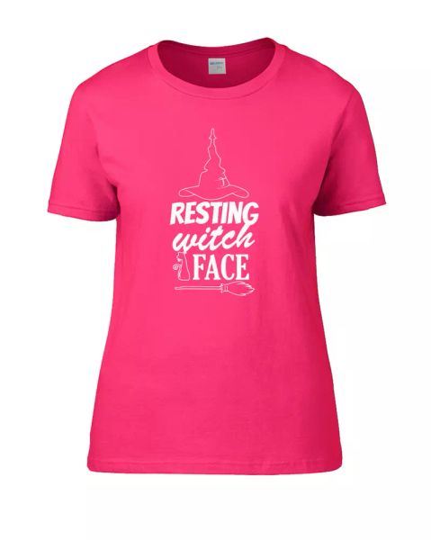 

resting witch face- halloween design- women's t-shirt, White;black