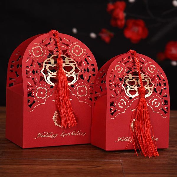 

10x7.5xm hollowed red candy box gift bride groom wedding gifts for guests wrap