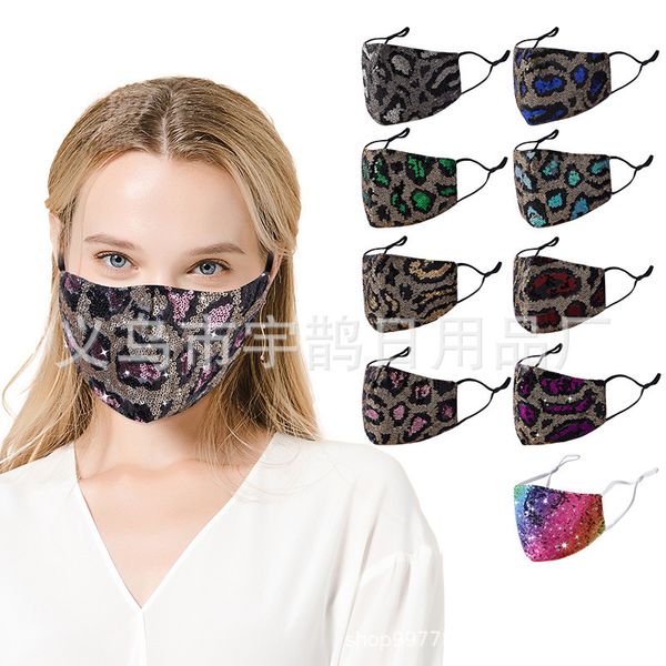 

mask sequin personality trend leopard washable adjustable colorful