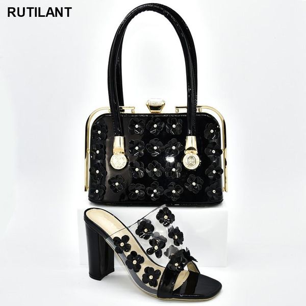 

dress shoes wedding shoe and bag sets italian women comfy platform sandal with matching bags luxury party, Black