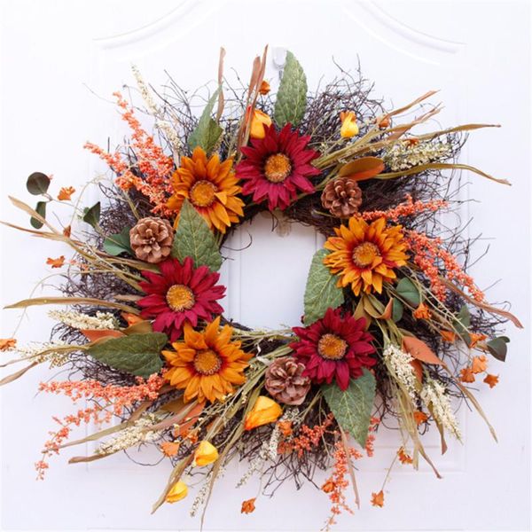 

decorative flowers & wreaths artificial simulation sunflower wreath decoration for house fireplace wall wedding birthday party baby shower