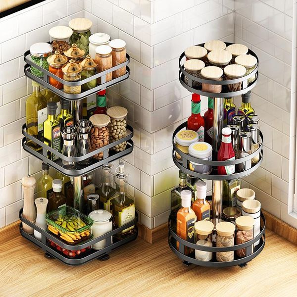 

kitchen storage & organization creativi rotatable seasoning racks bottle sorting multifunctional 2/3 layer detachable round