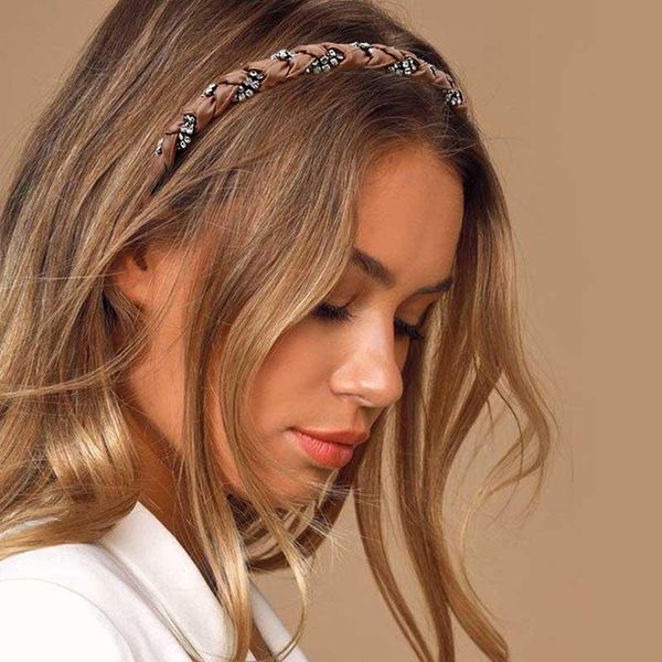 

hair accessories shiny rhinestone weaving hairbands braided headband hoop fashion bands