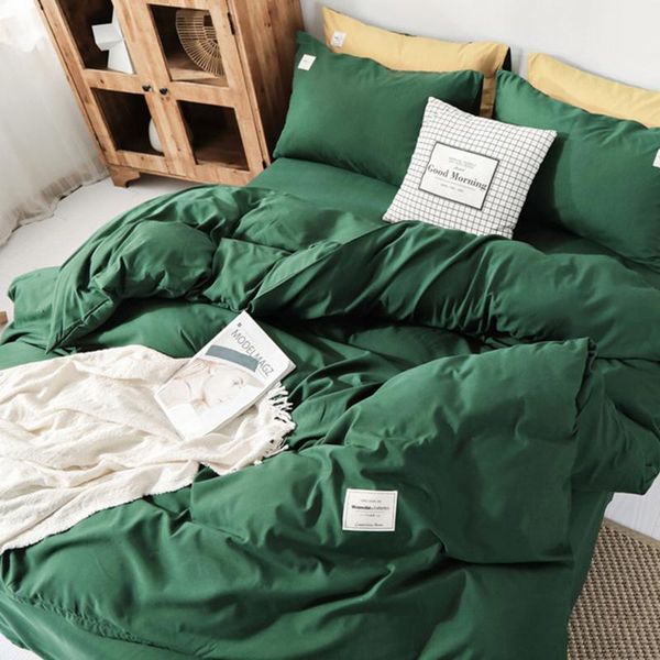 

bedding sets simple solid color quilt covers fashion nordic style duvet cover 3/4pc set pillowcase single double  king size