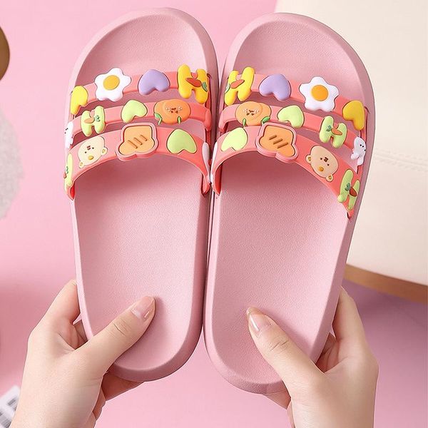 

slippers women men summer beach slide sandals non-slip flip flops cartoon animal soft sole ladies boys girls couples bathe shoes, Black