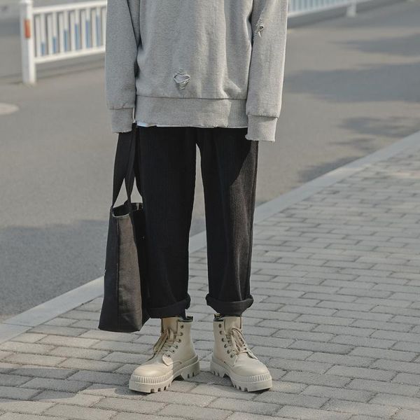 

men's pants black loose leisure haren corduroy fabric trousers hip hop style cotton casual sweatpants m-2xl