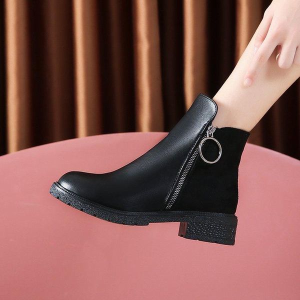 

boots autumn wedge heel ankle women shoes increased platform female fashion casual zipper 785, Black