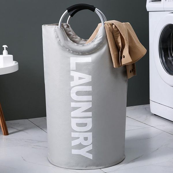 

oxford cloth laundry bag nordic waterproof folding basket cylinder large bags washing dirty clothes big volume organizer storage & organizat