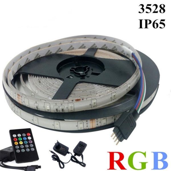 

strips rgb led strip light 5m waterproof smd3528 diode tape with music remote controller dc12v power adapter for room