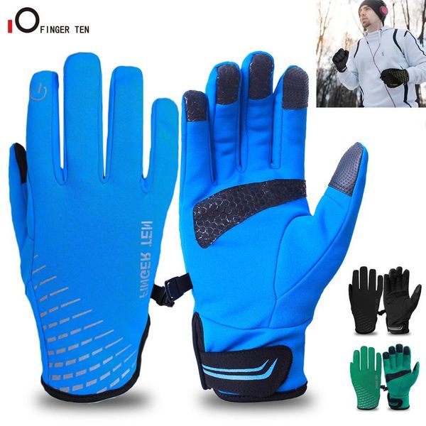 

upgraded fluff warm winter gloves waterproof touchscreen anti slip for men women running cycling football skiing, Black