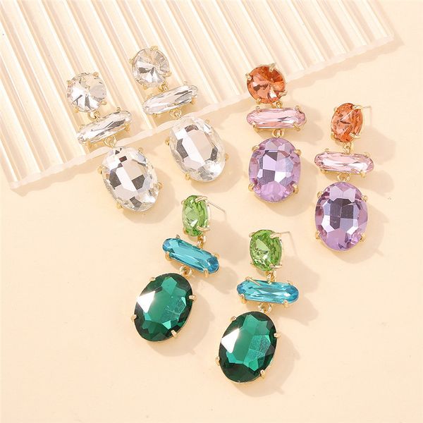 

glass diamond earrings celebrity style alloy dangle & chandelier women earring jewelry e9626, Silver