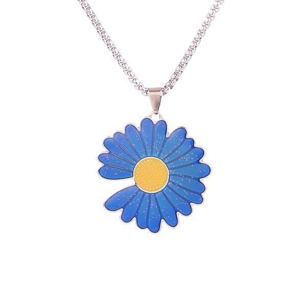

mood necklace flower sunflower stainless steel color changing necklace, Silver