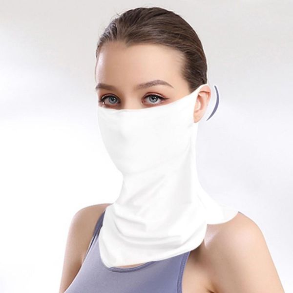

summer uv protection bandanas women with ear loops face scarf ice silk outdoor neck gaiter headwear balaclava for men cycling caps & masks, Black
