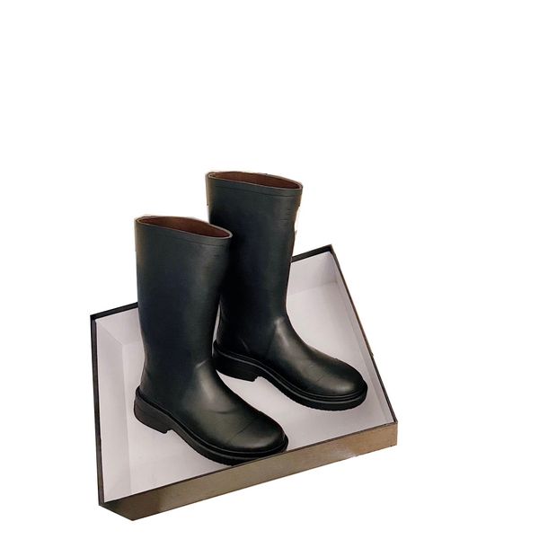 

france luxury rain boots soft leather ladies classic non-slip inner boot fashion black white insulative big size 36-40, Black;red