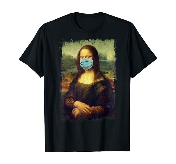 

mona lisa face mask leonardo davinci funny mask t-shirt size s-5xl, White;black