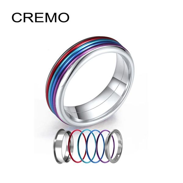 

cremo stainless steel women's finger ring purple rotatable rings filling accessories interchangeable rotating femme bijoux cluster, Golden;silver