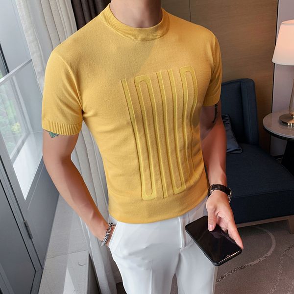 

men's hoodies & sweatshirts summer solid short sleeve knitted tee shirt homme fashion o-neck slim fit casual t-shirts, Black