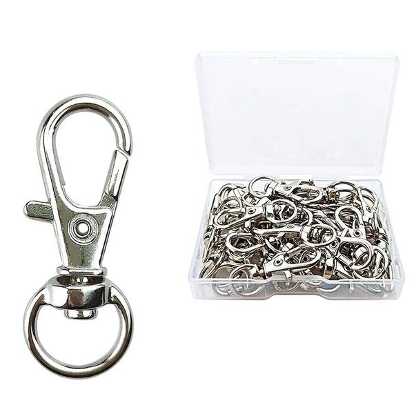 

keychains 30 pcs metal swivel lanyard snap hook, key chain hook lobster claw clasp, Silver