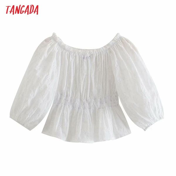 

women's blouses & shirts tangada women retro embroidery romantic blouse shirt off shoulder 2021 chic female 6p70, White