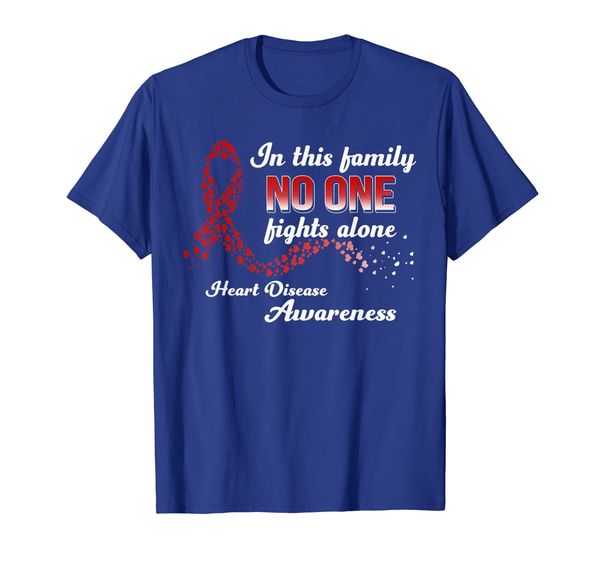 

in this family no one fights alone heart disease t shirt, White;black