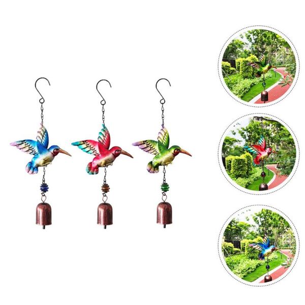 

decorative objects & figurines 3 pcs garden hanging bell decor outdoor iron wing ornament home pendants