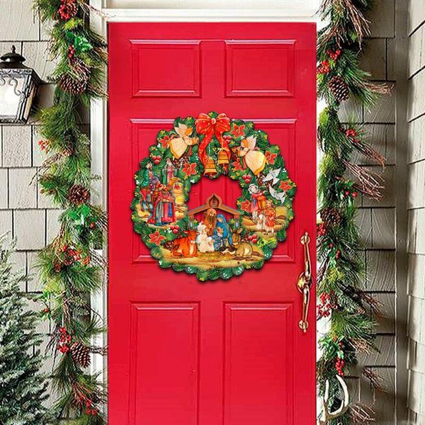 

christmas decorations metal crafts nativity garland door hanger indoor and outdoor ornaments 2021 xmas noel cristmas year 2022