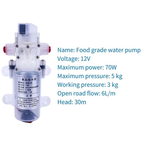 12V 70W Grau de alimentos da bomba de diafragma elétrica Bomba de drenagem Bomba Set Introduzido DC