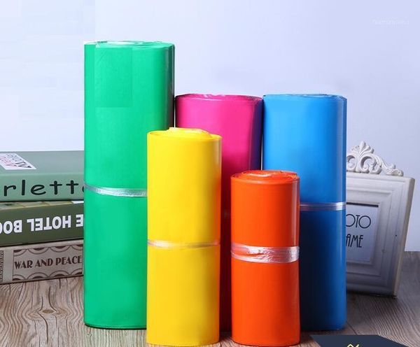 

gift wrap 100pcs colored adhesive plastic express poly postal mailing bags envelope bag courier storage stationery1