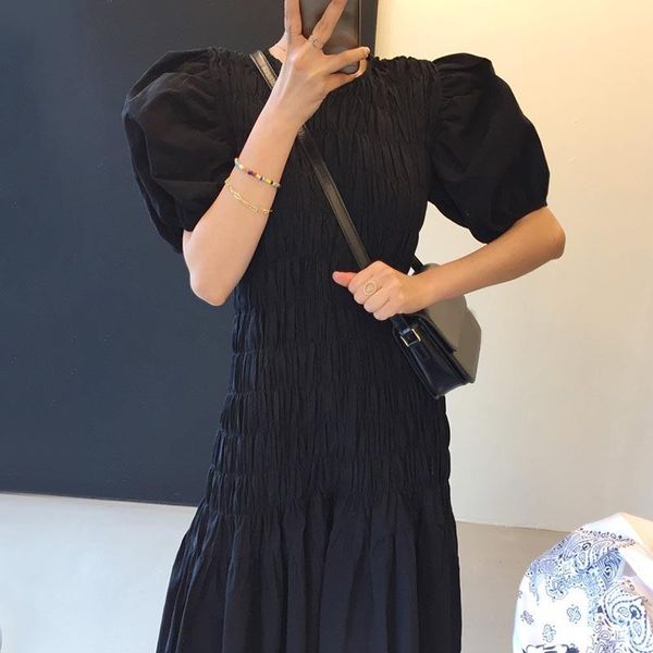 

ethnic clothing neck korea summer ladies puff round south robe modern sleeve dresses chic design pleated [ewq] lady casual slee, Red