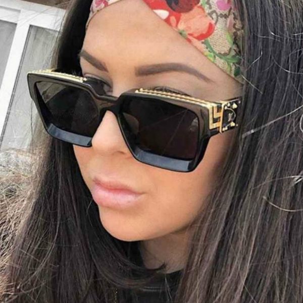 

2020 square sunglasses women men fashion luxury brand sunglass female gafas de sol okulary uv400 vintage oversize sun glasses, White;black