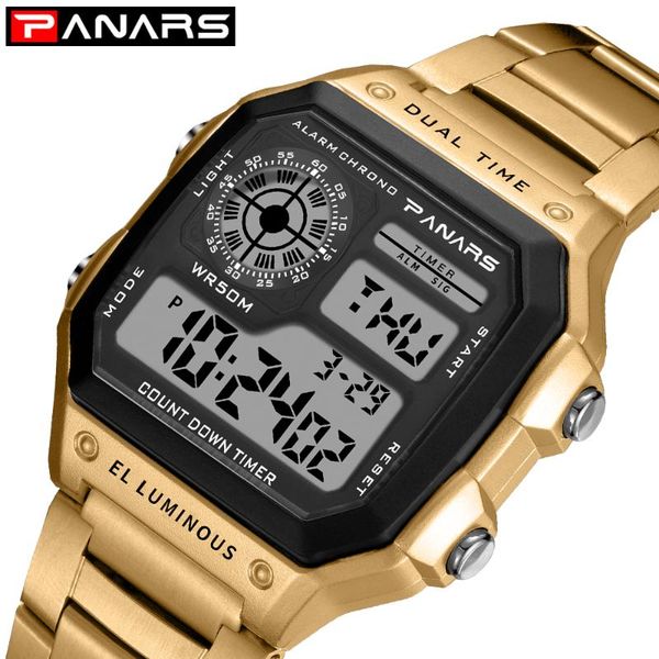 

watch men sport digital watches chronograph waterproof stainless business wristwatches male clock relogio masculino, Slivery;brown