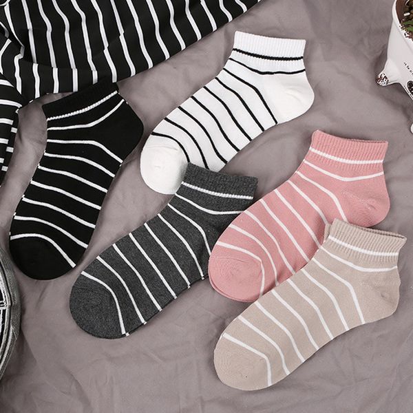 

socks women's boat summer shallow mouth korean college style sweat absorbing breathable cotton, Black;white