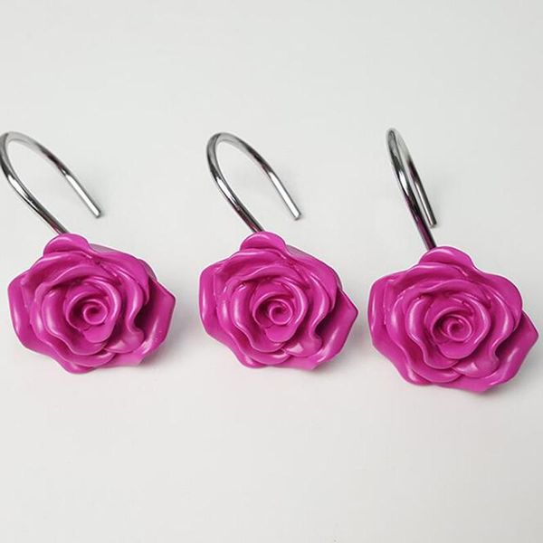 

other home decor useful 12pcs rose flower resin shower curtain hook hand crafted decorative track hooks bathroom room