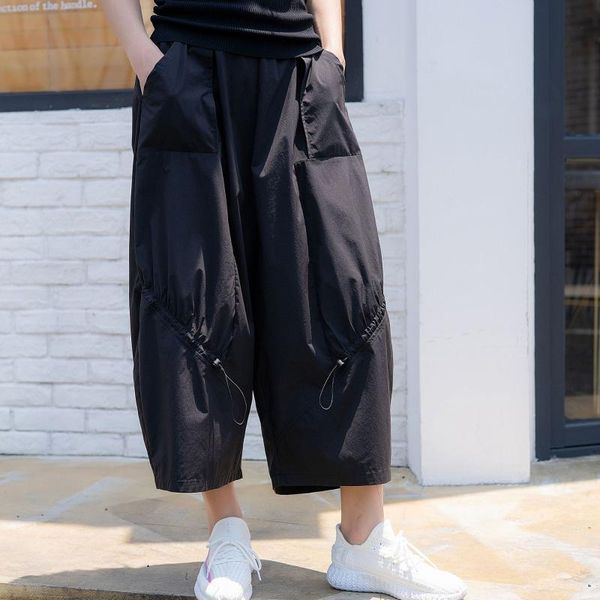 

women's pants & capris elastic high waist solid drawstring black cargo wide leg jogger pant women casual loose hip hop harajuku streetw, Black;white
