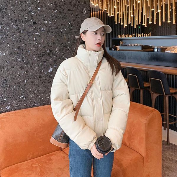 

women's down & parkas high imitation leather women fashion pu coats elegant 2021 winter solid cotton jackets female ladies, Black