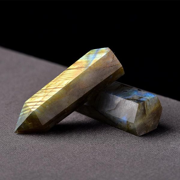 

decorative objects & figurines 1pc labradorite natural stone healing crystals point hexagonal column reiki obelisk quartz tower home decor i
