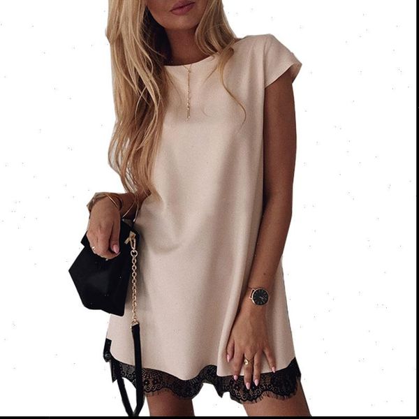 

short sleeve straight lace mini womens dress party summer elegant robe femme clothing, Black;gray