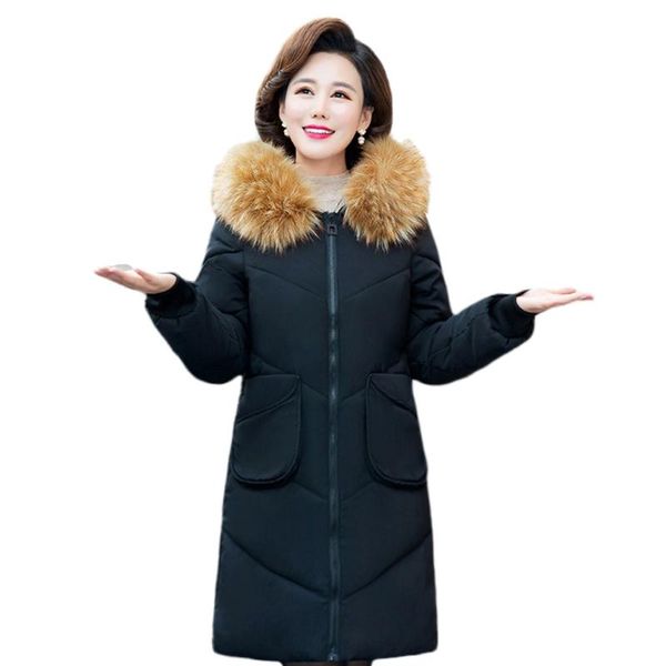 

women's trench coats female jackets parkas long cultivate morality cotton padded clothes mother heavy hair 1809, Tan;black
