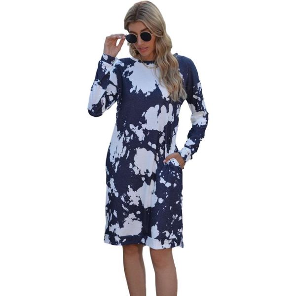 

casual dresses women's a- line dress autumn and winter long sleeve crew neck split for women, Black;gray