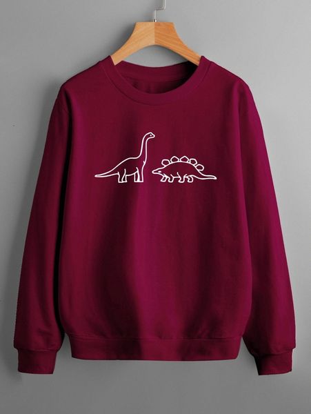 

dinosaur print round neck sweatshirt j6iv#, White;black