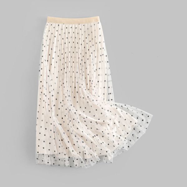 

skirts design casual women a-line high waist dot skirt vintage mesh jupe femme saias mujer outwear 71rk, Black
