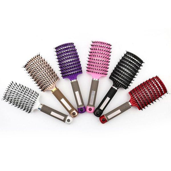 

hair brushes scalp massage comb hairbrush bristle nylon women wet dry curly detangle brush salon hairdressing styling tool dropship, Silver