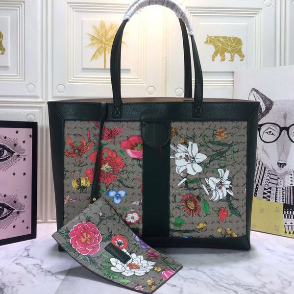 

2ps handbag horizontal shopping bag retro gg tote bags flower pattern good quality large capacity pocket women shoulder wallet