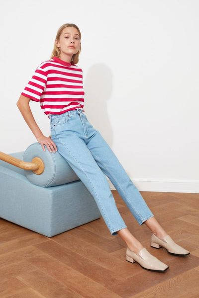 

women's jeans blue high waist mom women 2021 fashion