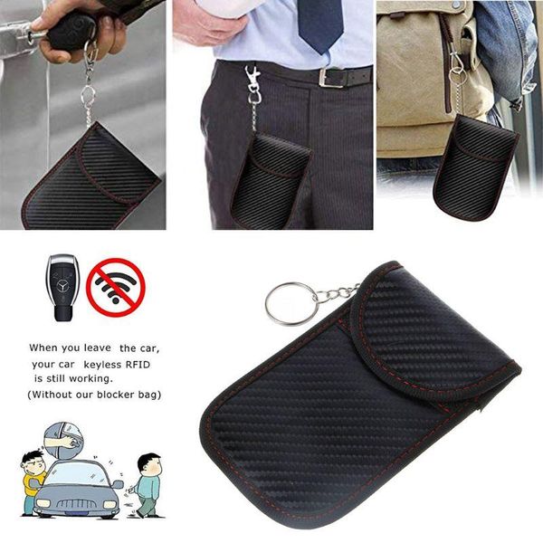 

keychains anti theft rfid key fob security box pouch with keychain for car, Silver
