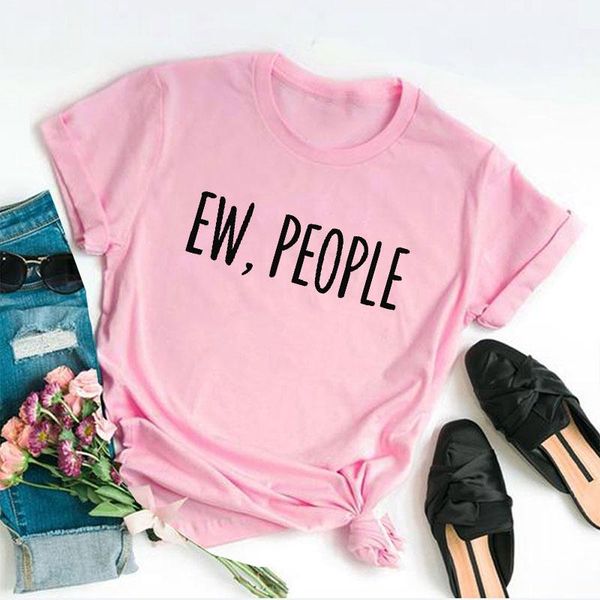 

women's t shirts ew people tshirt cotton round neck short letters t-shirts funny fashion tees for women ladies girls drop, White