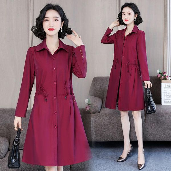 

women's trench coats women 2021 autumn winter high fashion classic lapel long sleeve coat female casual slim windbreaker outerwear g765, Tan;black